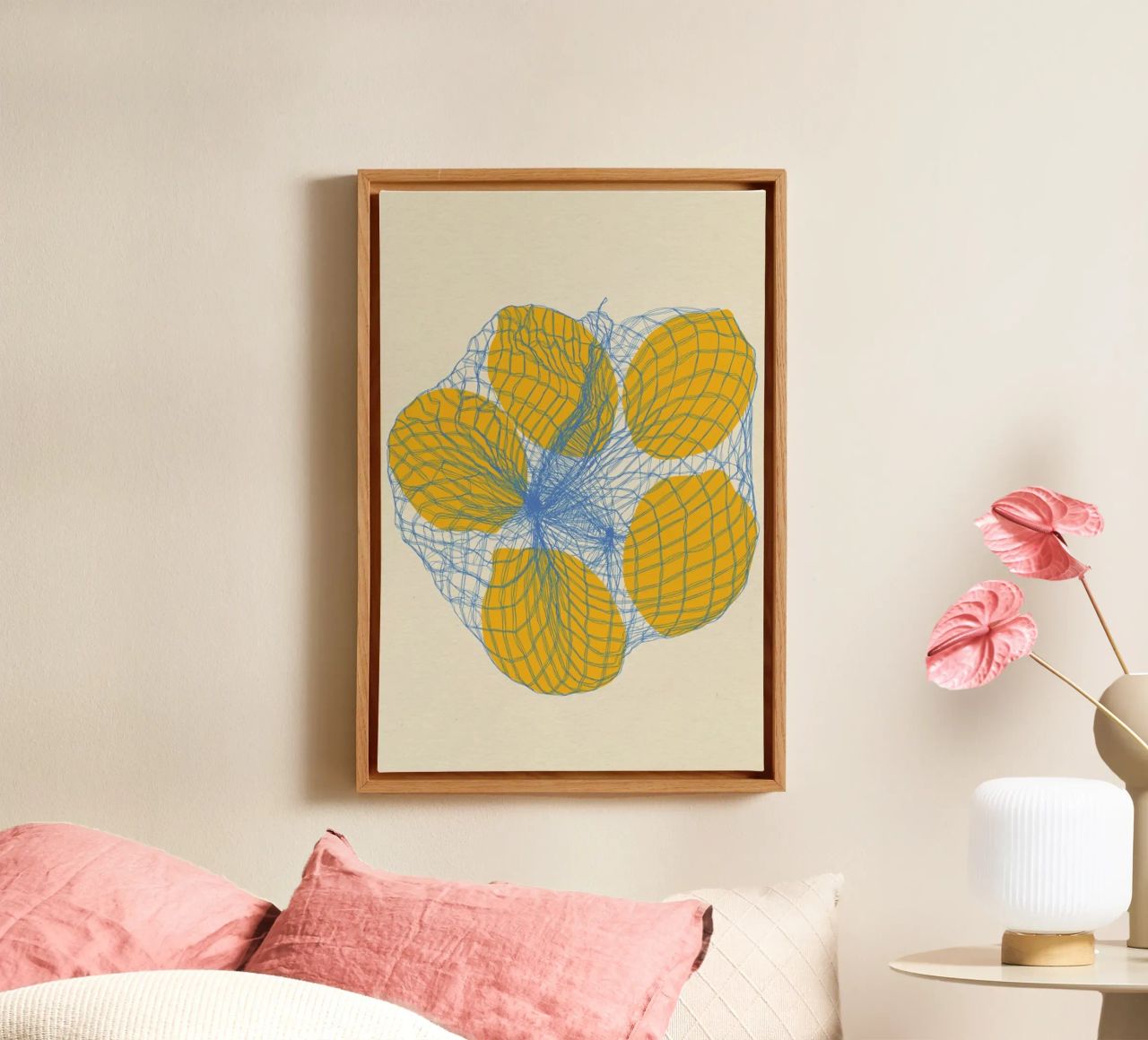 Five Lemons In A Net Bag Leinwand von Rosi Feist