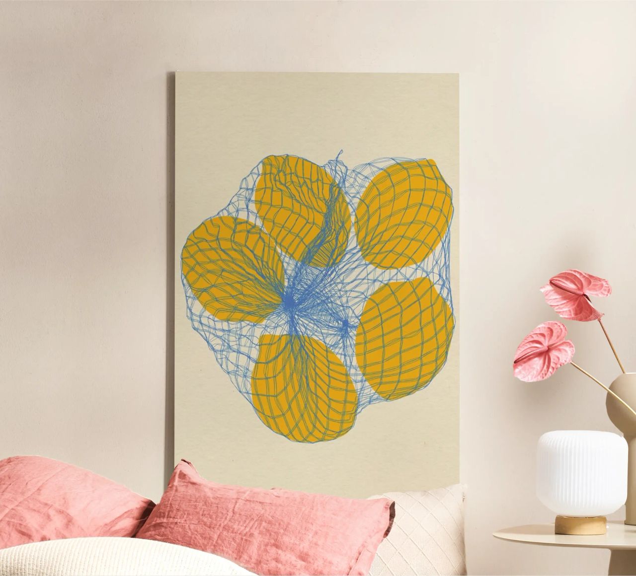 Five Lemons In A Net Bag Leinwand von Rosi Feist