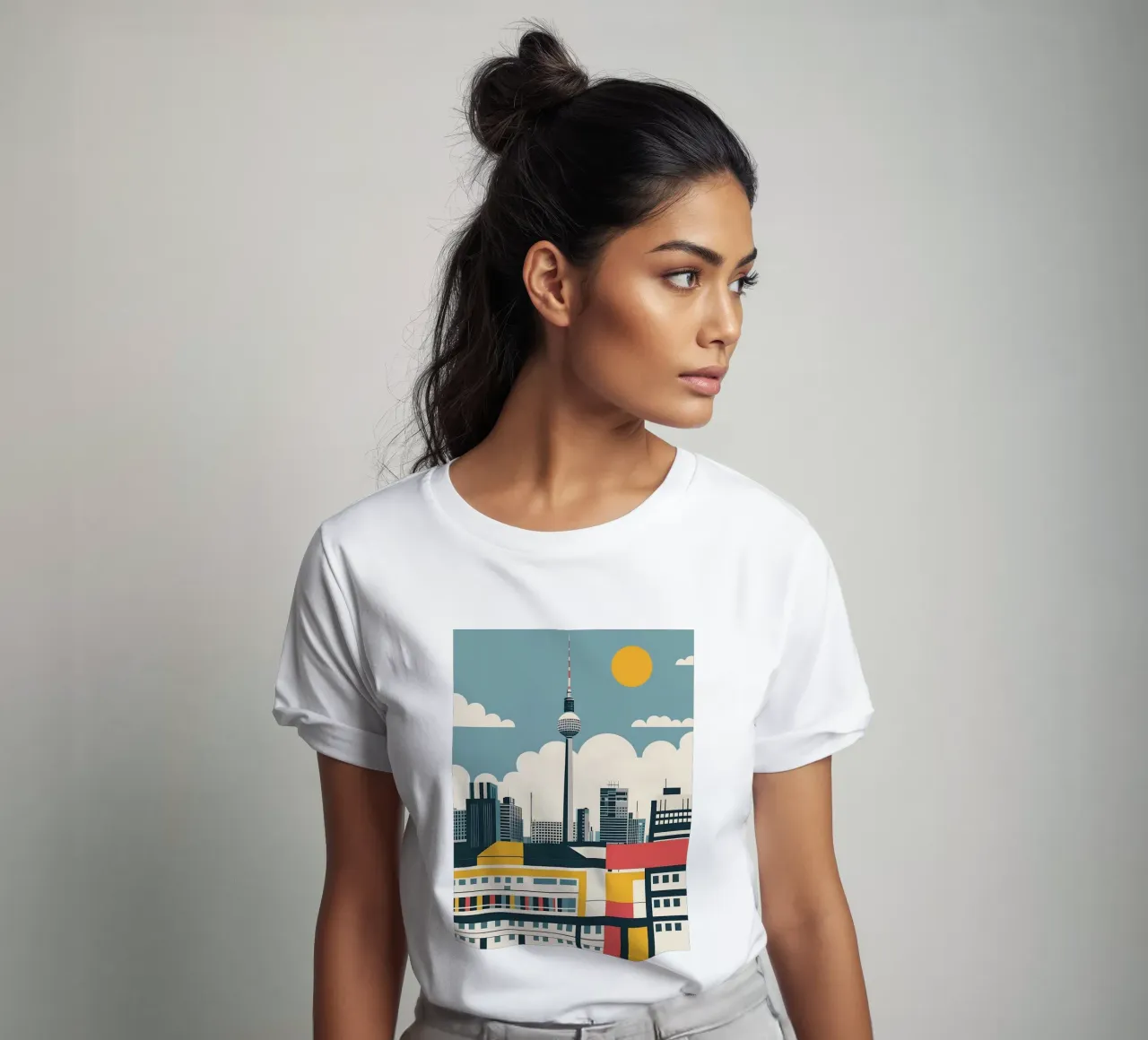 Stampa dello skyline di Berlino con blocchi di città della torre televisiva Fernsehturm t-shirt da THE MOTIVATED TYPE