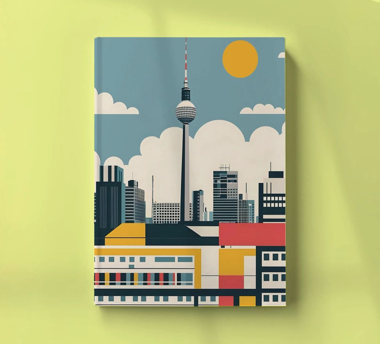 Berlin Skyline Print with Fernsehturm TV Tower City Blocks notebook by THE MOTIVATED TYPE