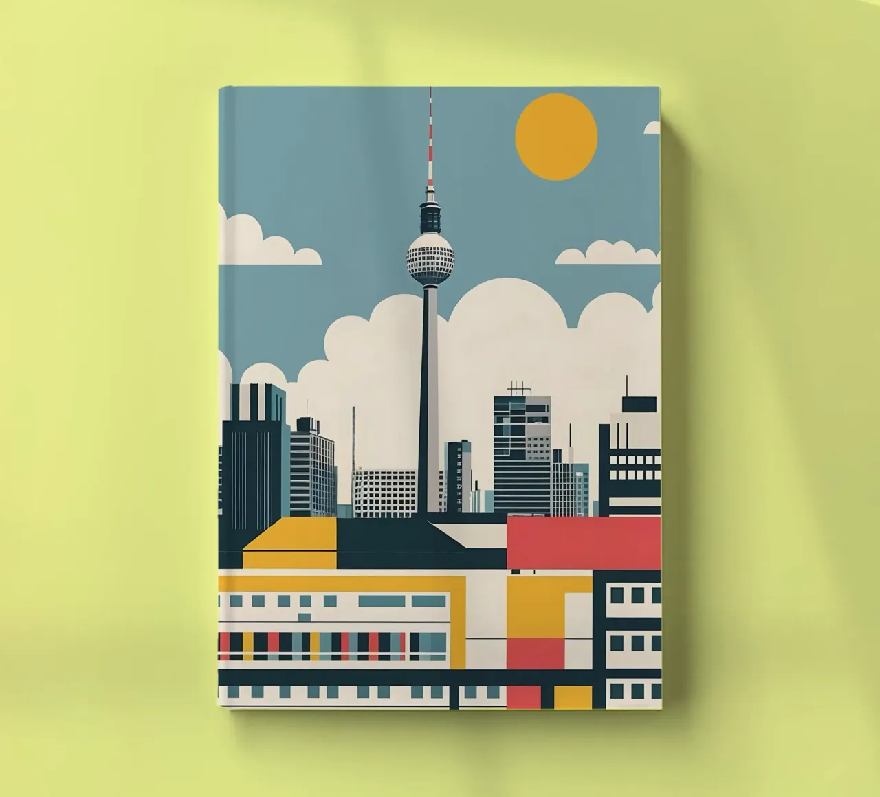 Berlin Skyline Druck mit Fernsehturm City Blocks Notizbuch von THE MOTIVATED TYPE