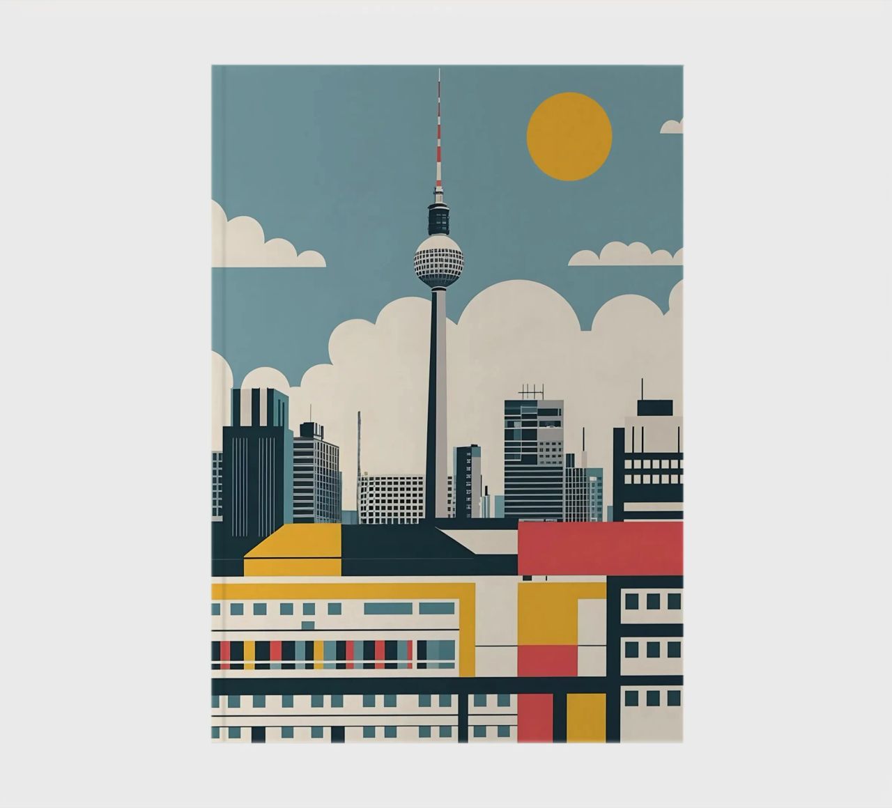 Berlin Skyline Print with Fernsehturm TV Tower City Blocks notebook by THE MOTIVATED TYPE