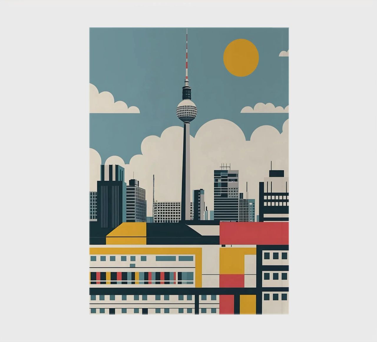 Berlin Skyline Print with Fernsehturm TV Tower City Blocks notebook by THE MOTIVATED TYPE