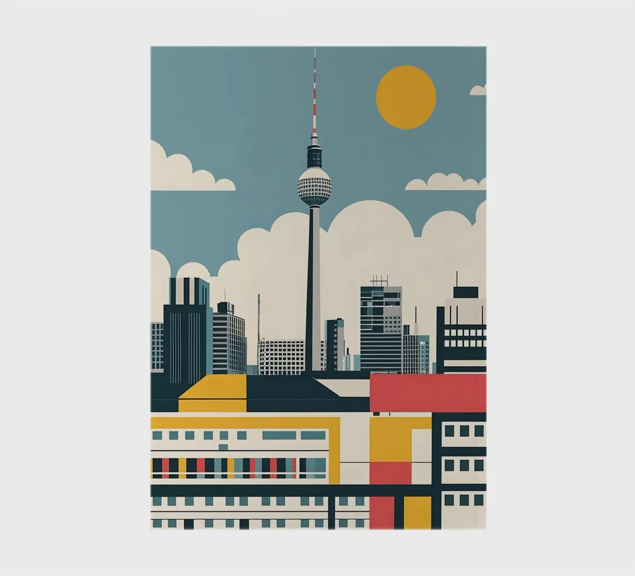 Berlin Skyline Druck mit Fernsehturm City Blocks Notizbuch von THE MOTIVATED TYPE