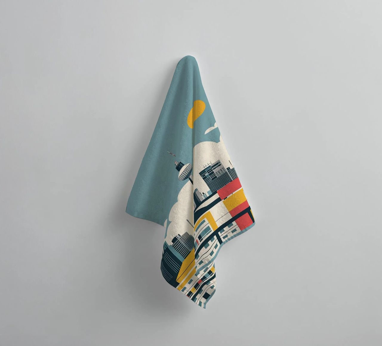 Berlin Skyline Print with Fernsehturm TV Tower City Blocks towel by THE MOTIVATED TYPE