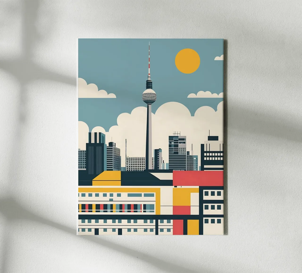 Stampa dello skyline di Berlino con blocchi di città della torre televisiva Fernsehturm tela da THE MOTIVATED TYPE