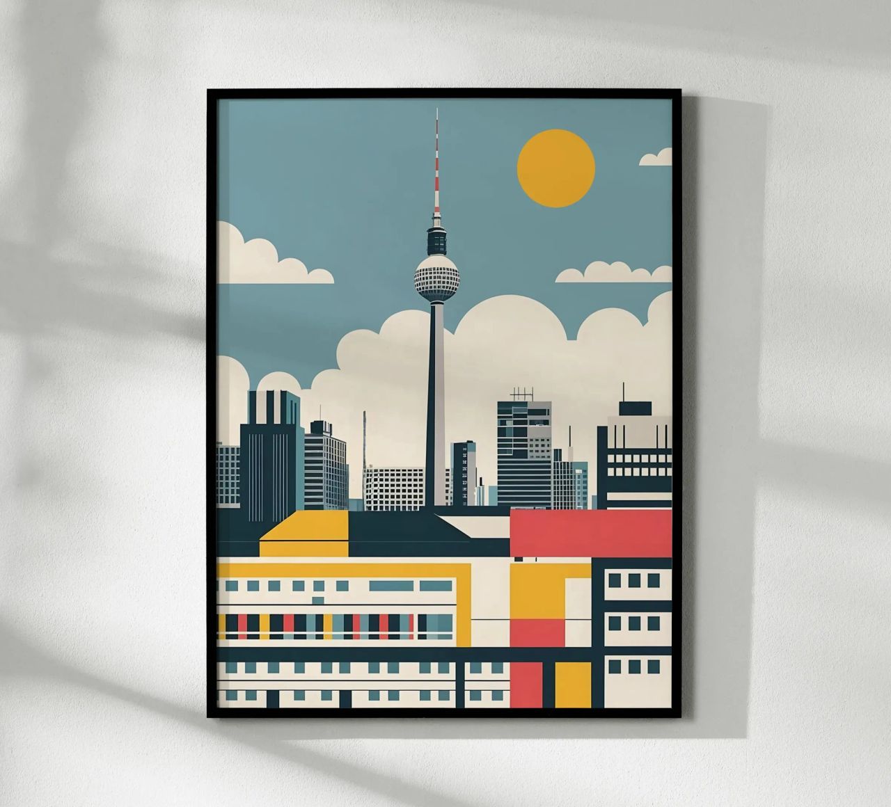 Berlin Skyline Print with Fernsehturm TV Tower City Blocks poster by THE MOTIVATED TYPE