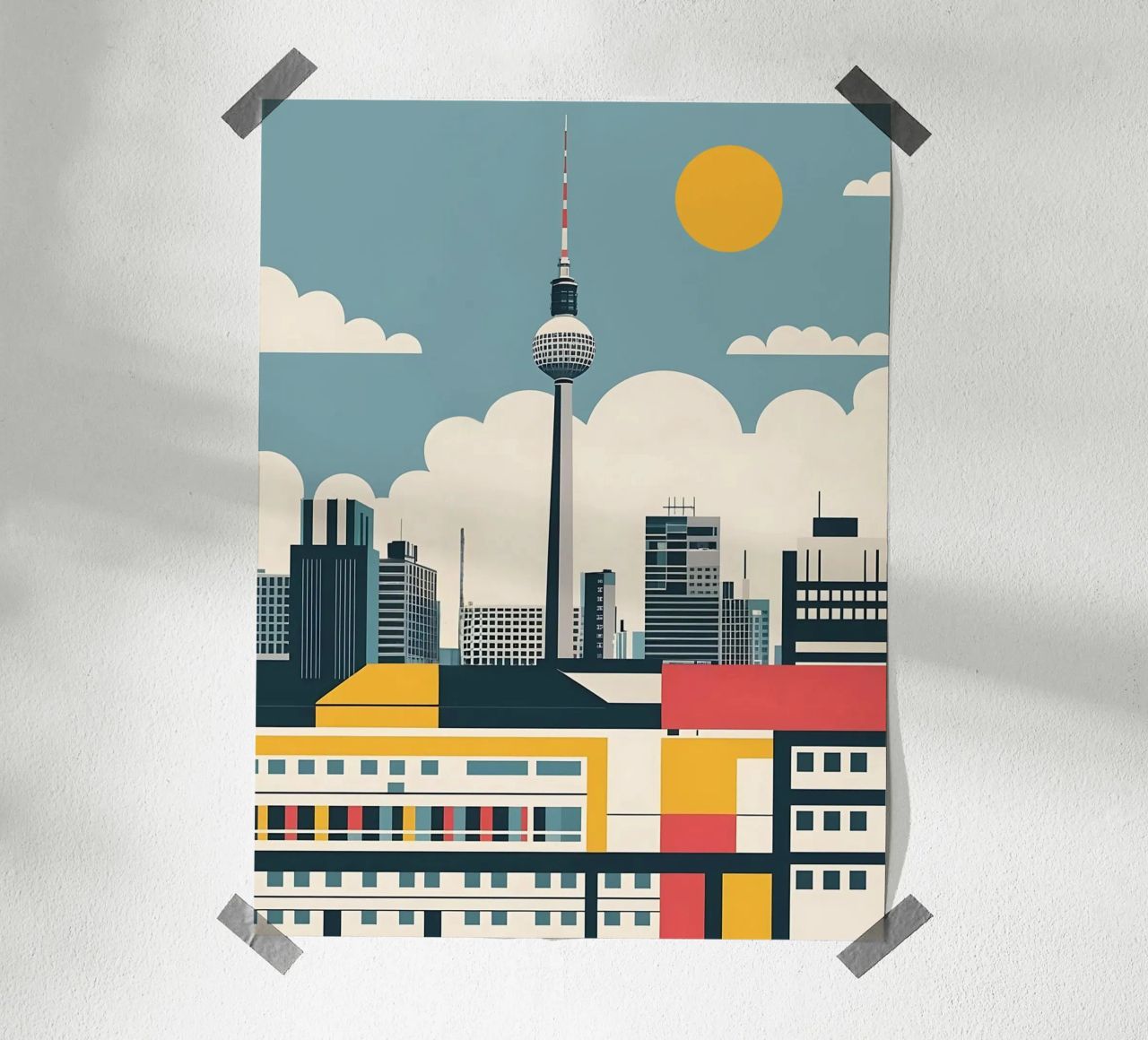 Berlin Skyline Print with Fernsehturm TV Tower City Blocks poster by THE MOTIVATED TYPE