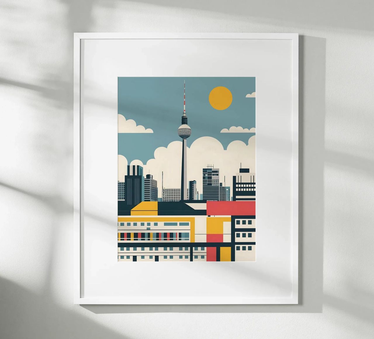 Berlin Skyline Print with Fernsehturm TV Tower City Blocks poster by THE MOTIVATED TYPE