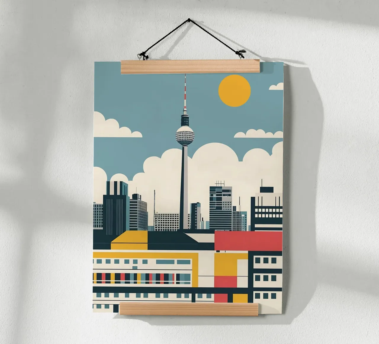 Stampa dello skyline di Berlino con blocchi di città della torre televisiva Fernsehturm carta hahnemühle da THE MOTIVATED TYPE
