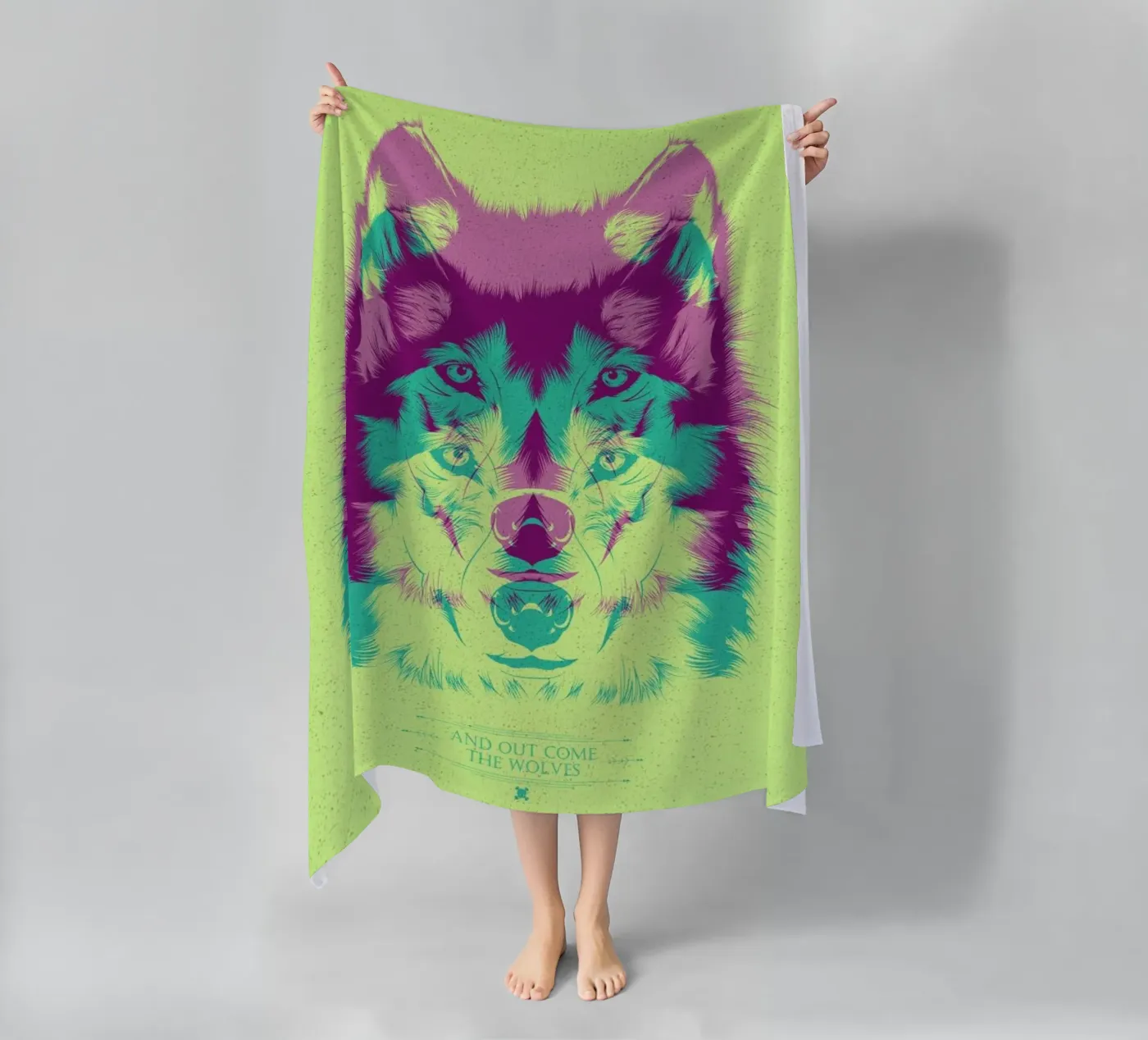 Wolf strandhanddoek van Cranio Dsgn