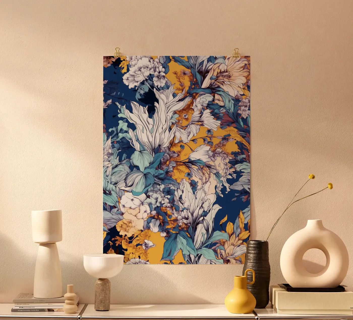 Blumenmuster Poster von Lionmixart