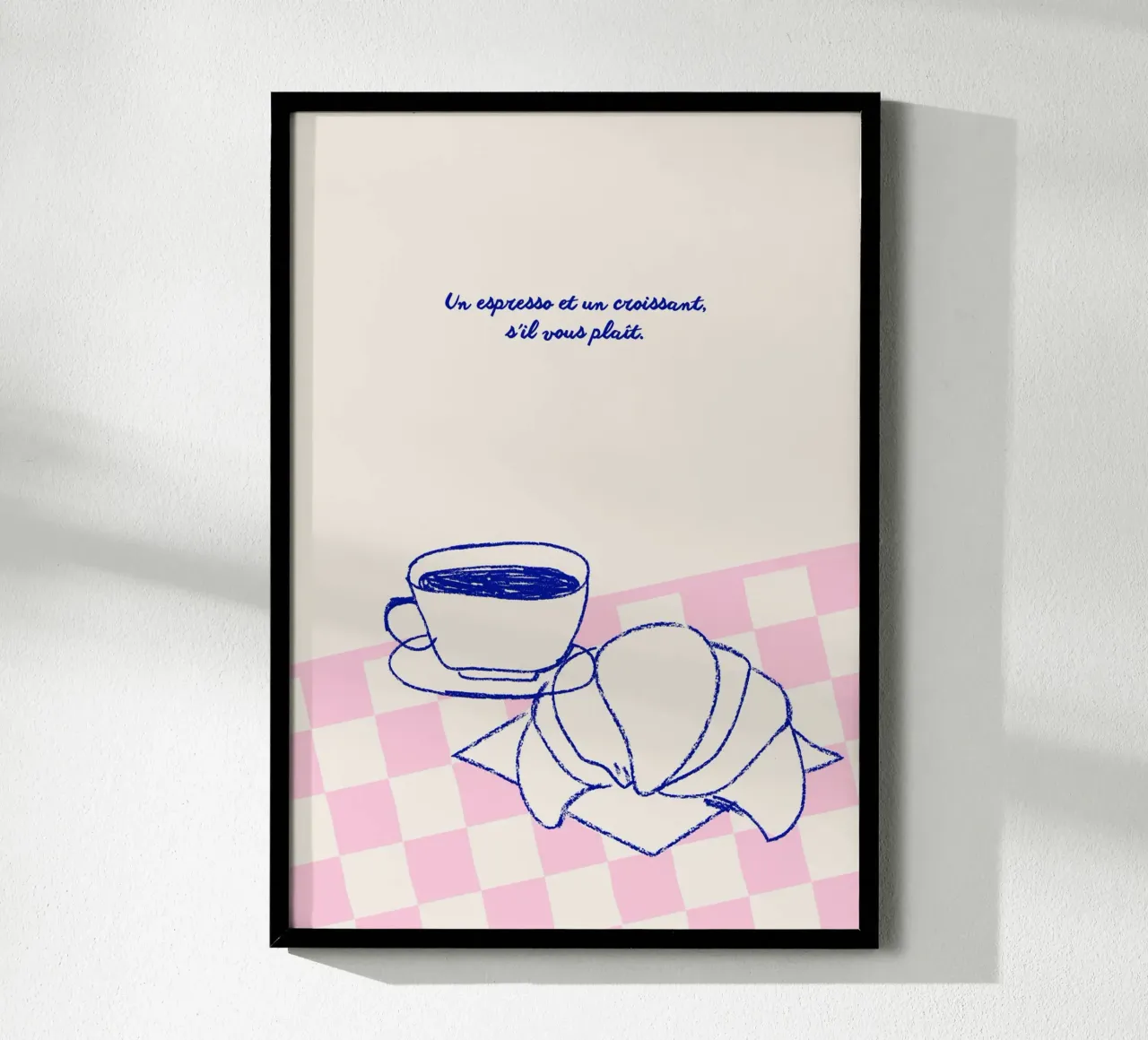 Espresso et Croissant poster con telaio in alluminio da Hafenkönigin