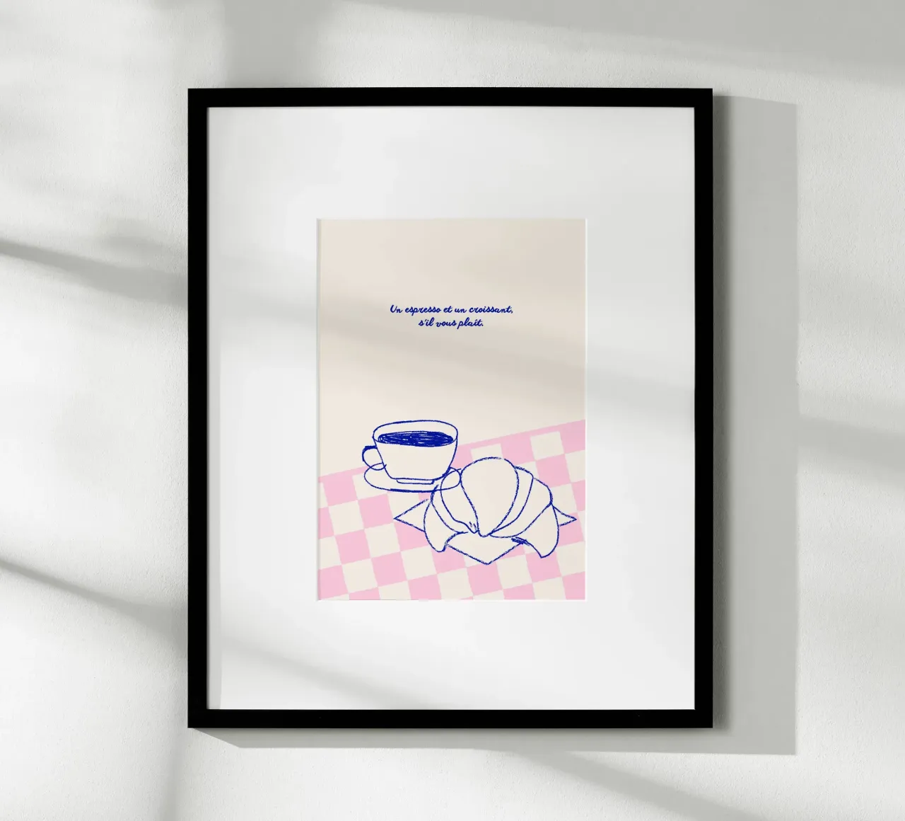Espresso et Croissant poster con telaio in alluminio da Hafenkönigin