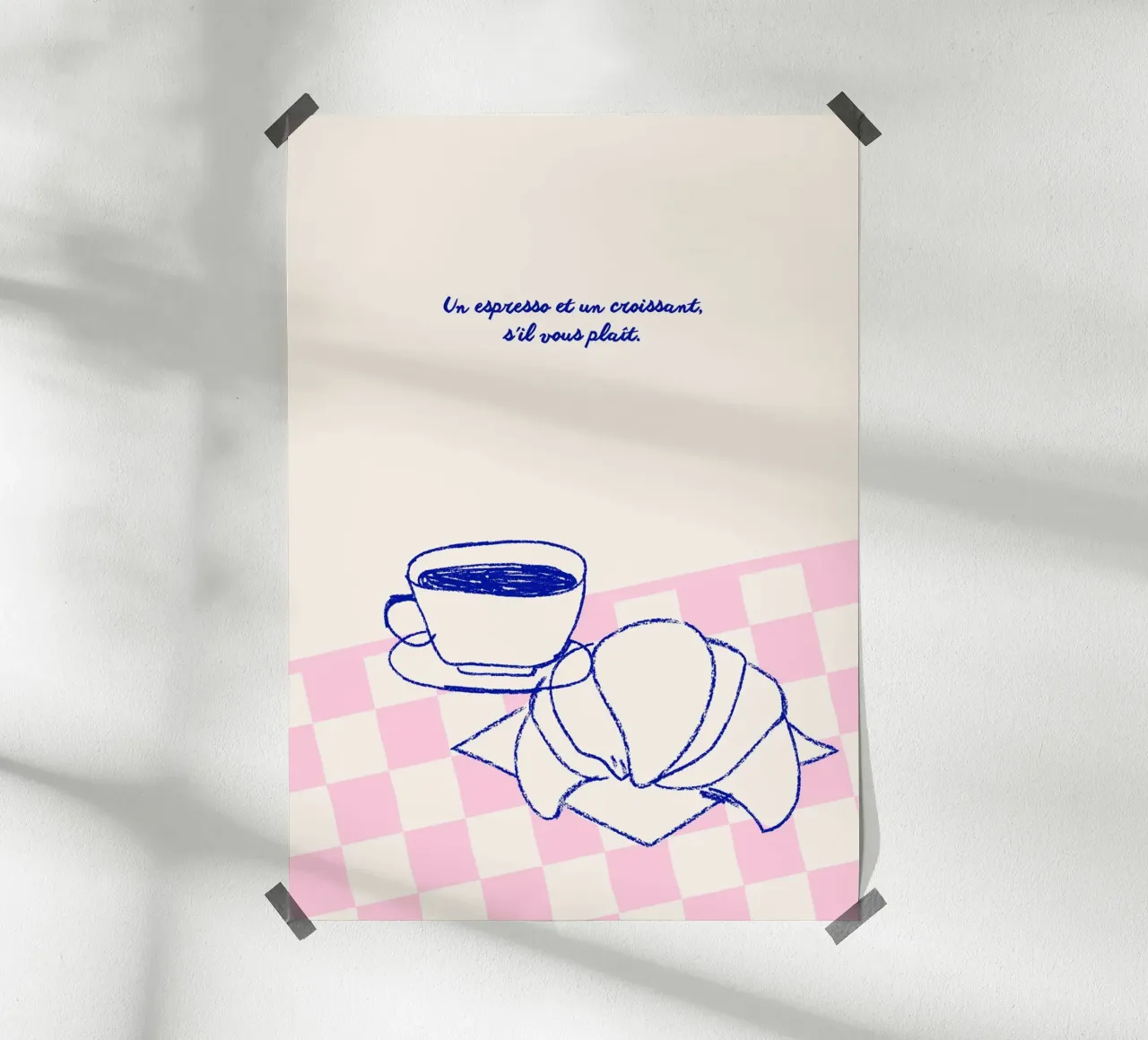 Espresso et Croissant poster con telaio in alluminio da Hafenkönigin