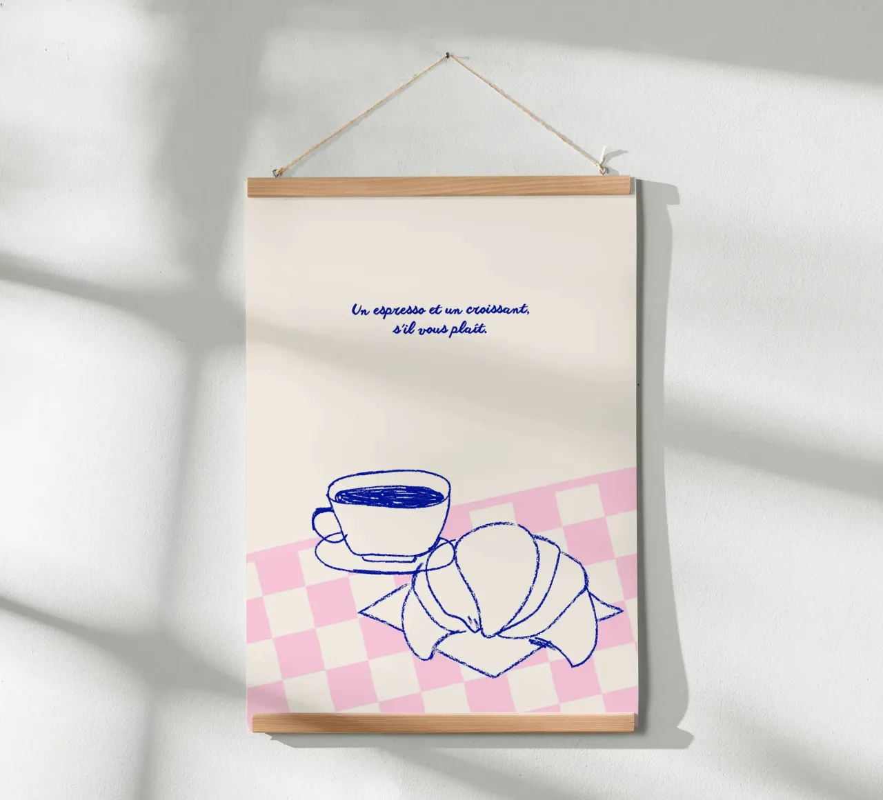 Espresso et Croissant poster con telaio in alluminio da Hafenkönigin
