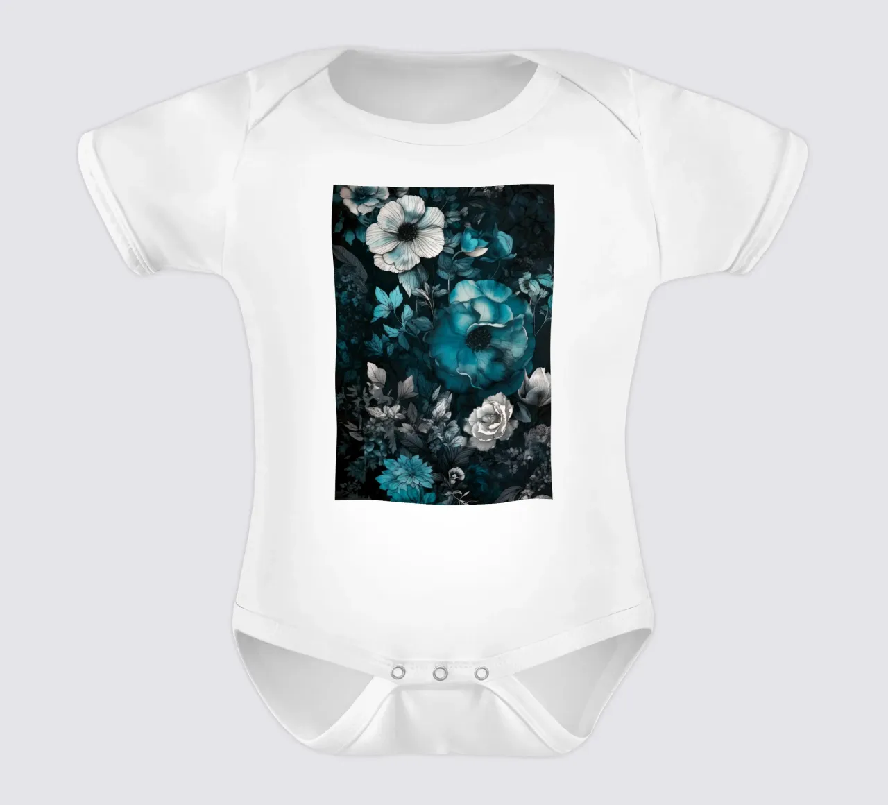 Fiori notturni body neonato maniche corte da Lionmixart