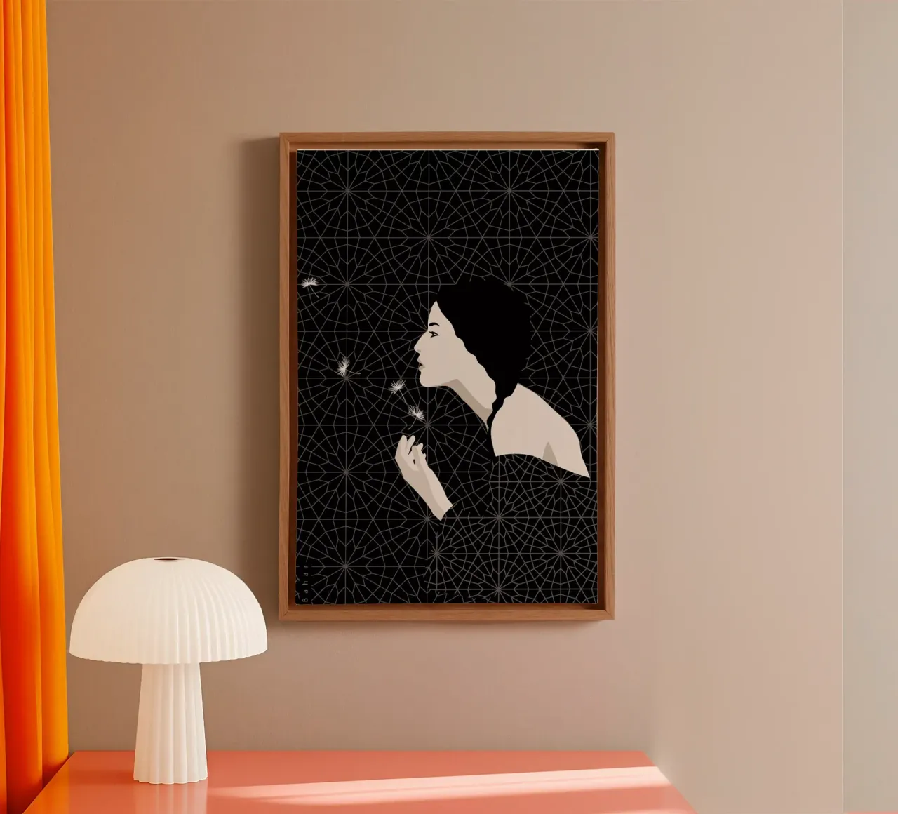 Dandelion canvas met Baklijst van Bahar Seyedin