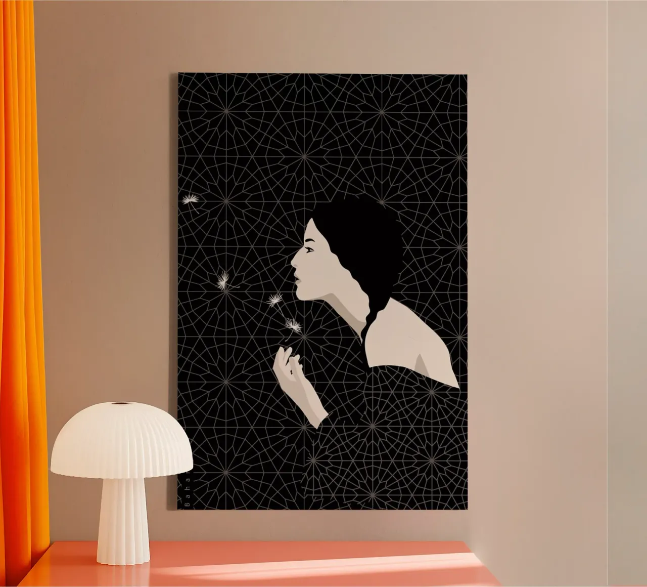 Dandelion canvas met Baklijst van Bahar Seyedin