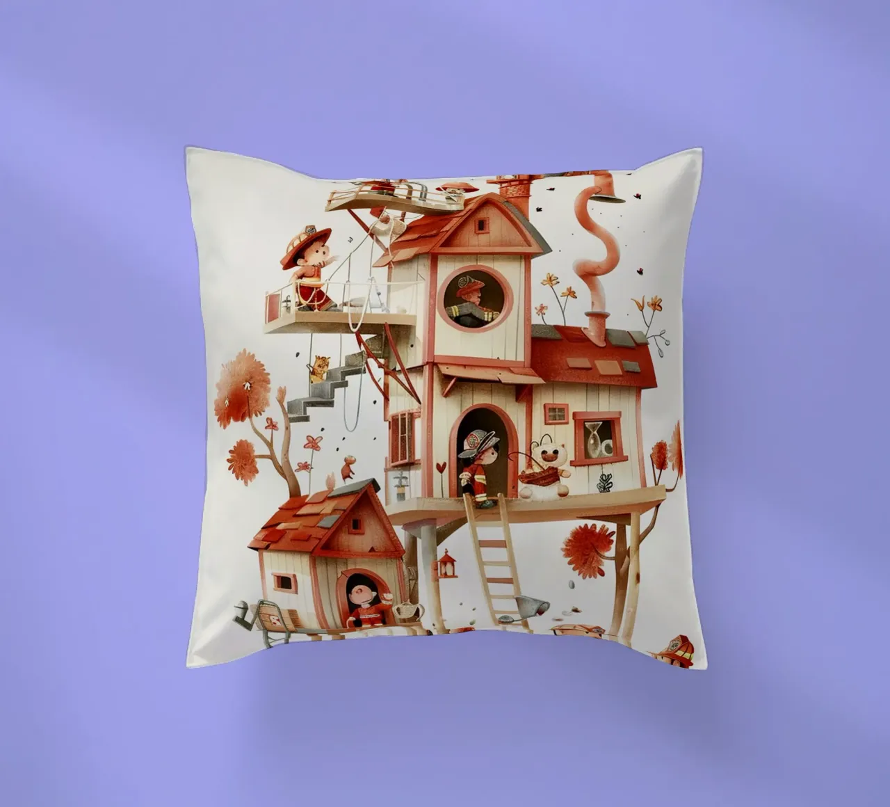 Firefighter Treehouse cuscino da wonderfolk