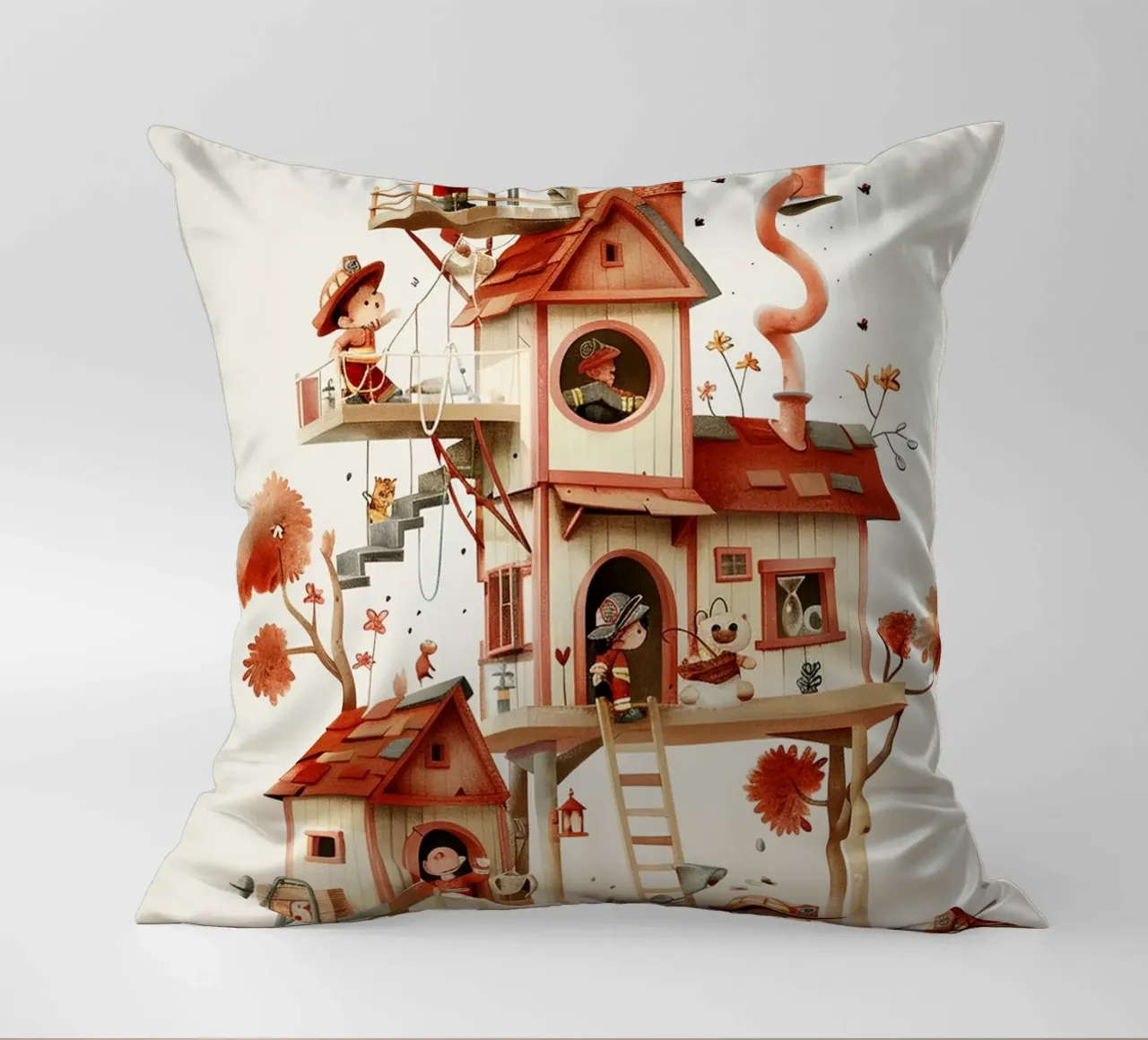 Firefighter Treehouse cuscino da wonderfolk