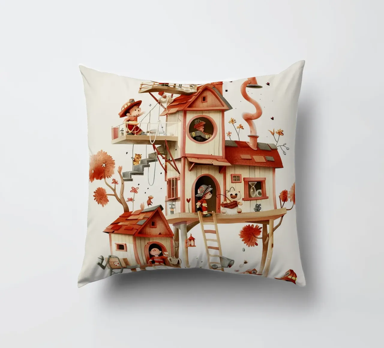 Firefighter Treehouse cuscino da wonderfolk