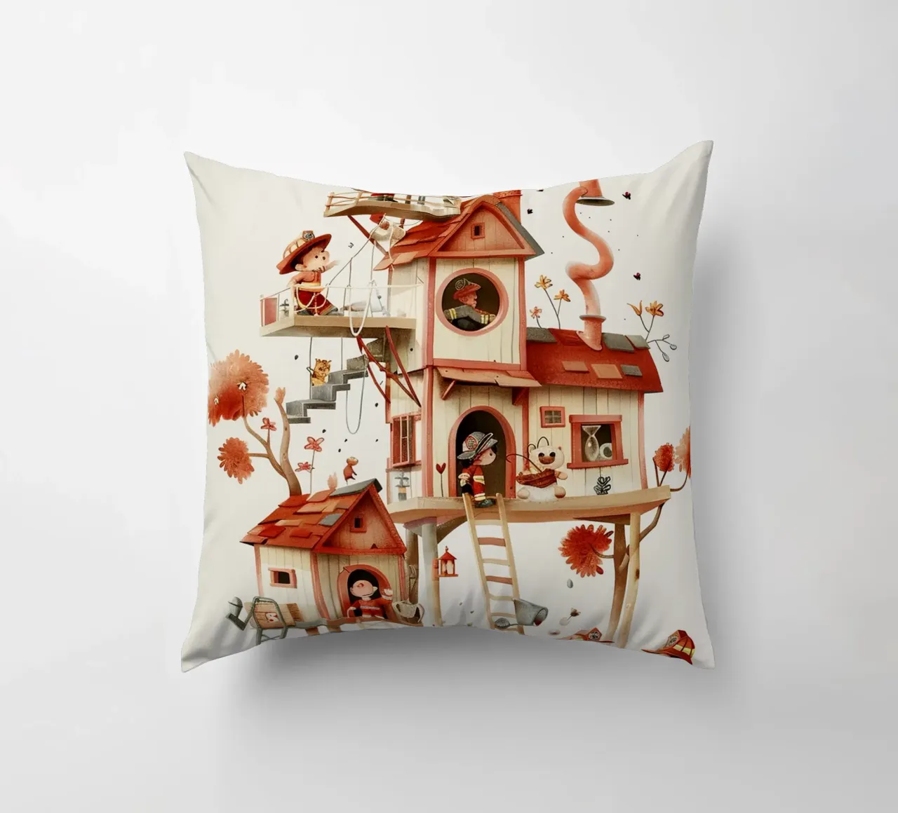 Firefighter Treehouse cuscino da wonderfolk