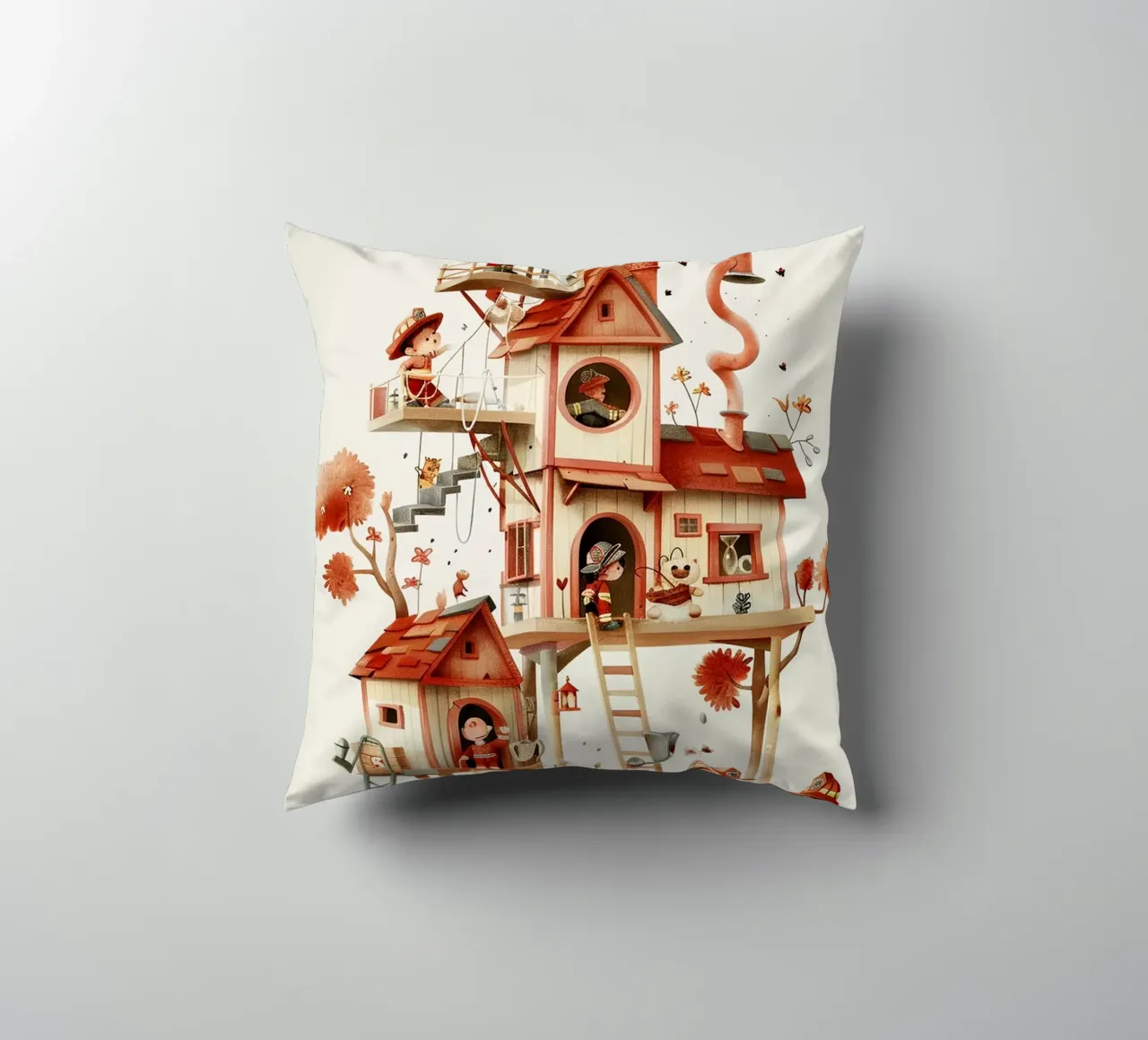 Firefighter Treehouse cuscino da wonderfolk