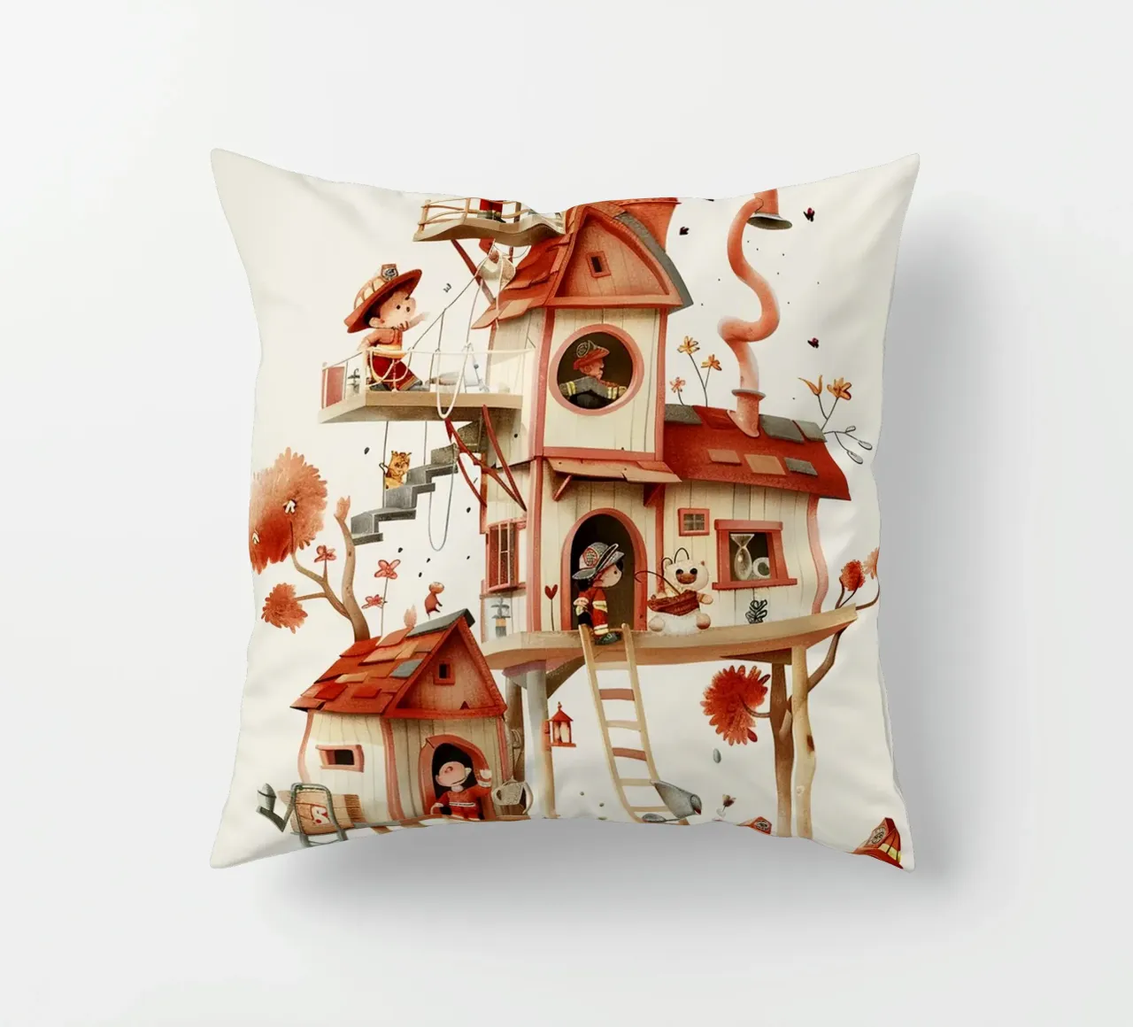 Firefighter Treehouse cuscino da wonderfolk