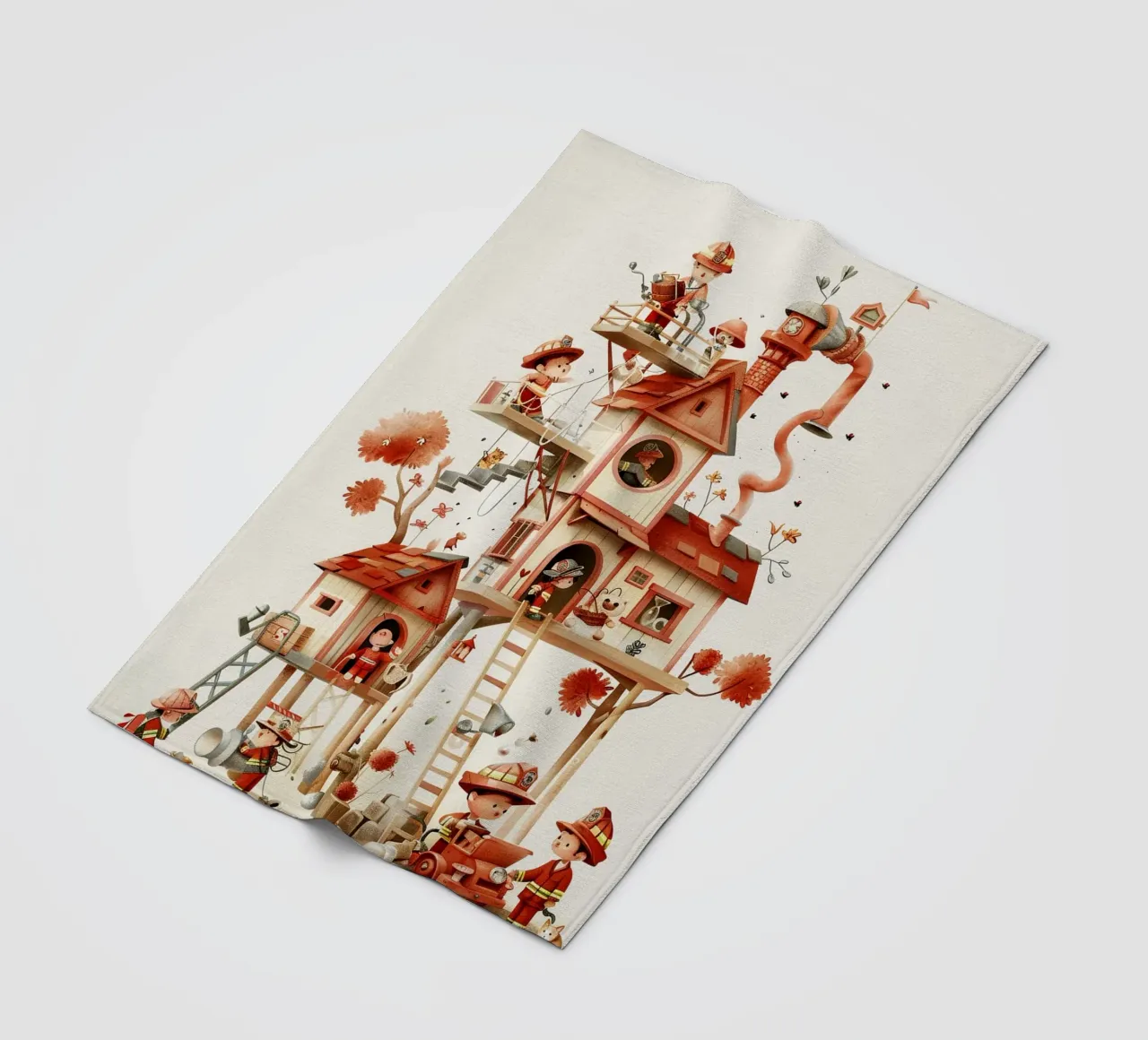 Firefighter Treehouse Fleecedecke von wonderfolk