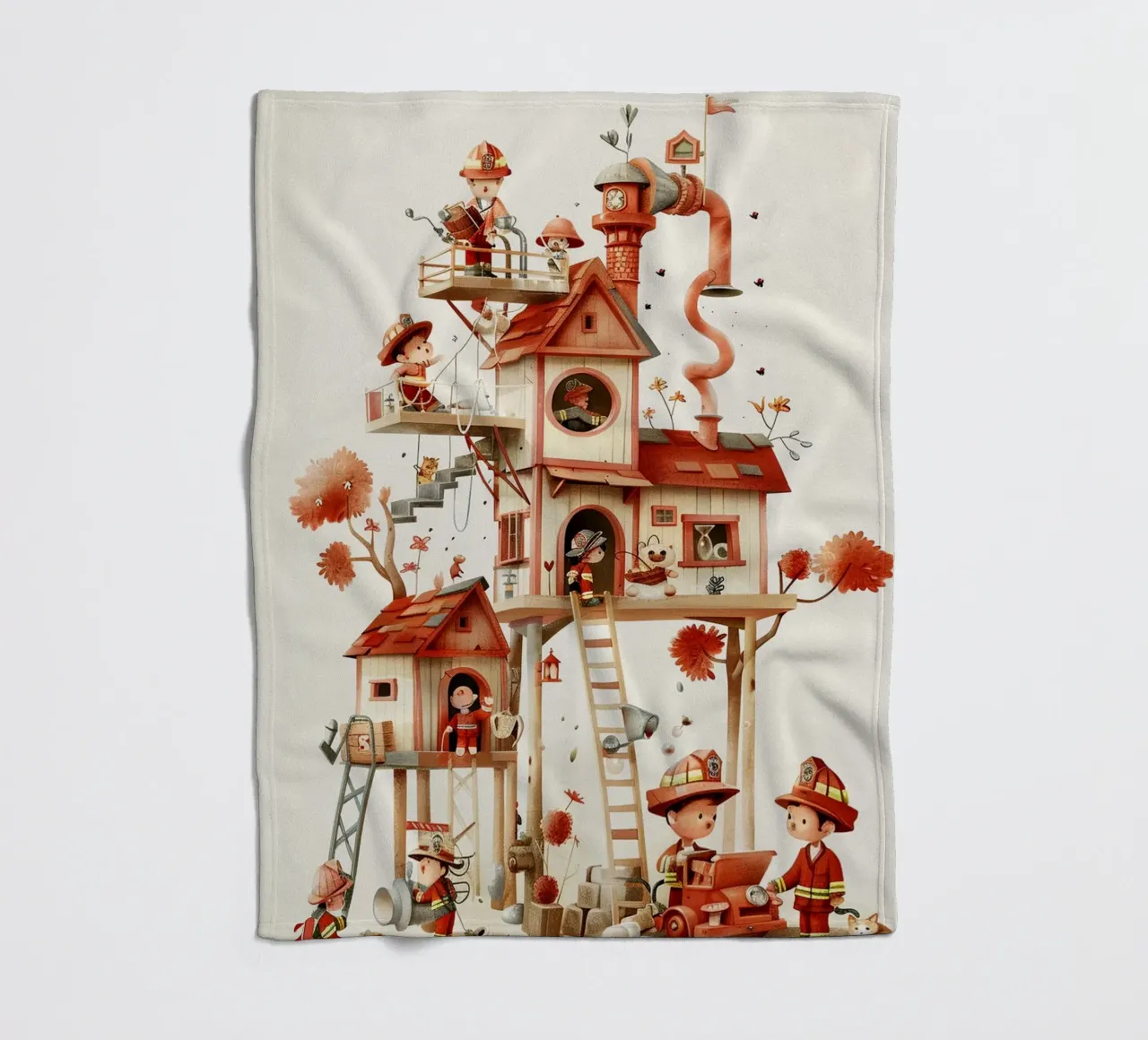 Firefighter Treehouse Fleecedecke von wonderfolk
