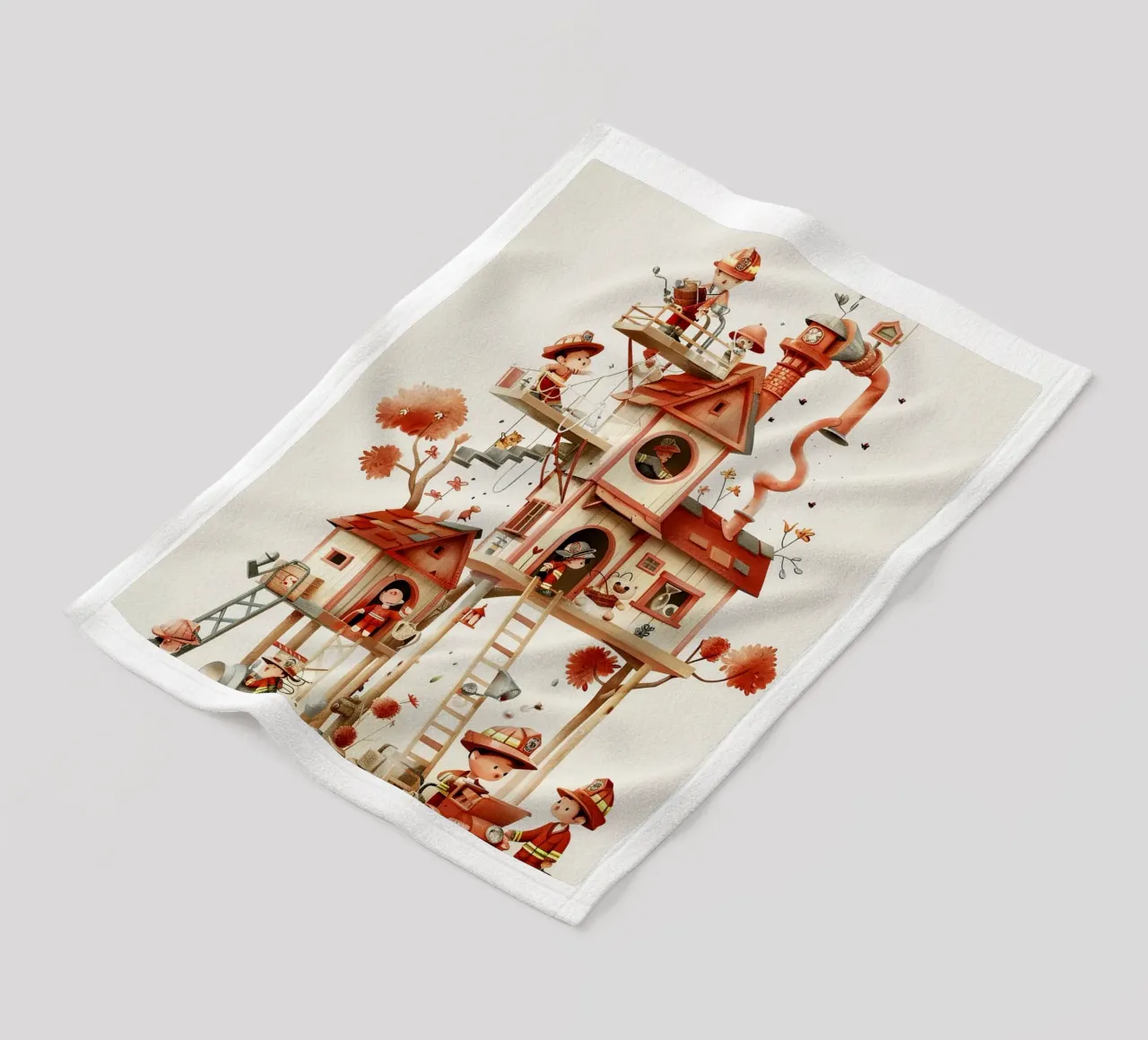 Firefighter Treehouse Fleecedecke von wonderfolk