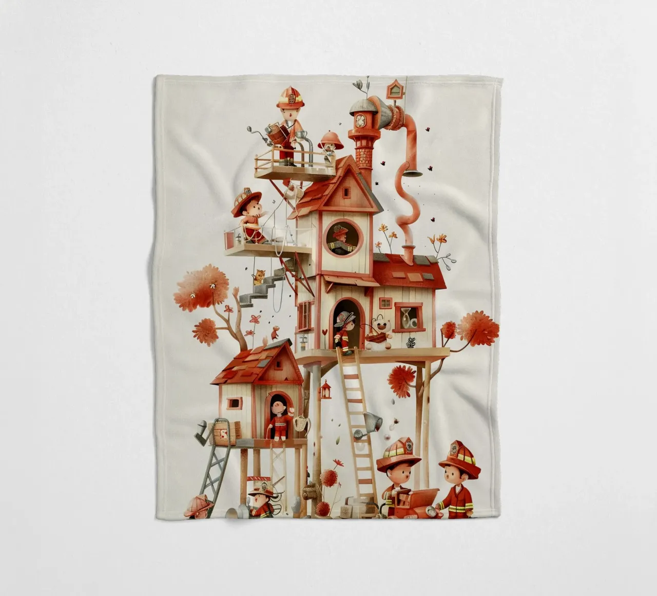 Firefighter Treehouse Fleecedecke von wonderfolk
