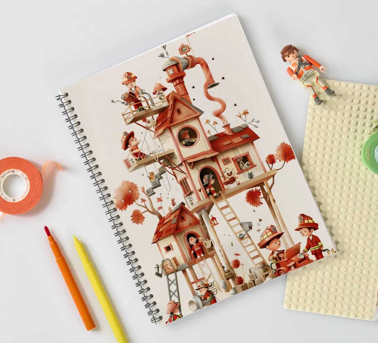 Firefighter Treehouse spiral notebook by wonderfolk