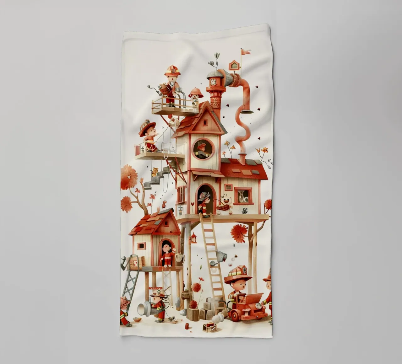 Firefighter Treehouse toalla de baño de wonderfolk