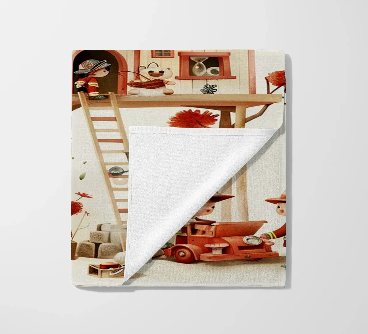 Firefighter Treehouse beach towel by wonderfolk