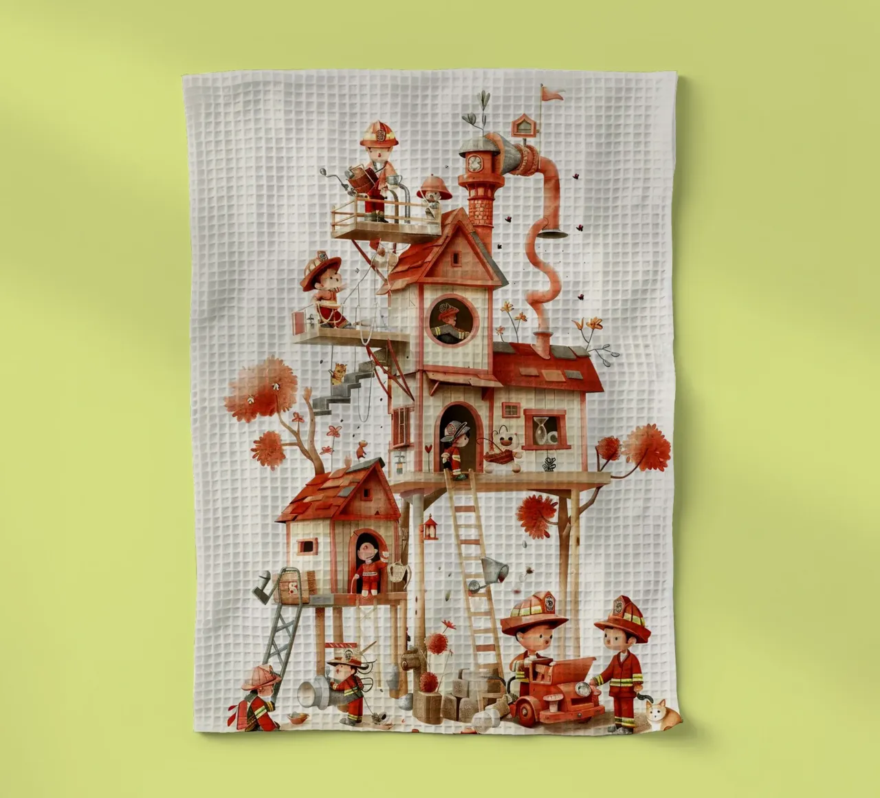 Firefighter Treehouse torchon de wonderfolk