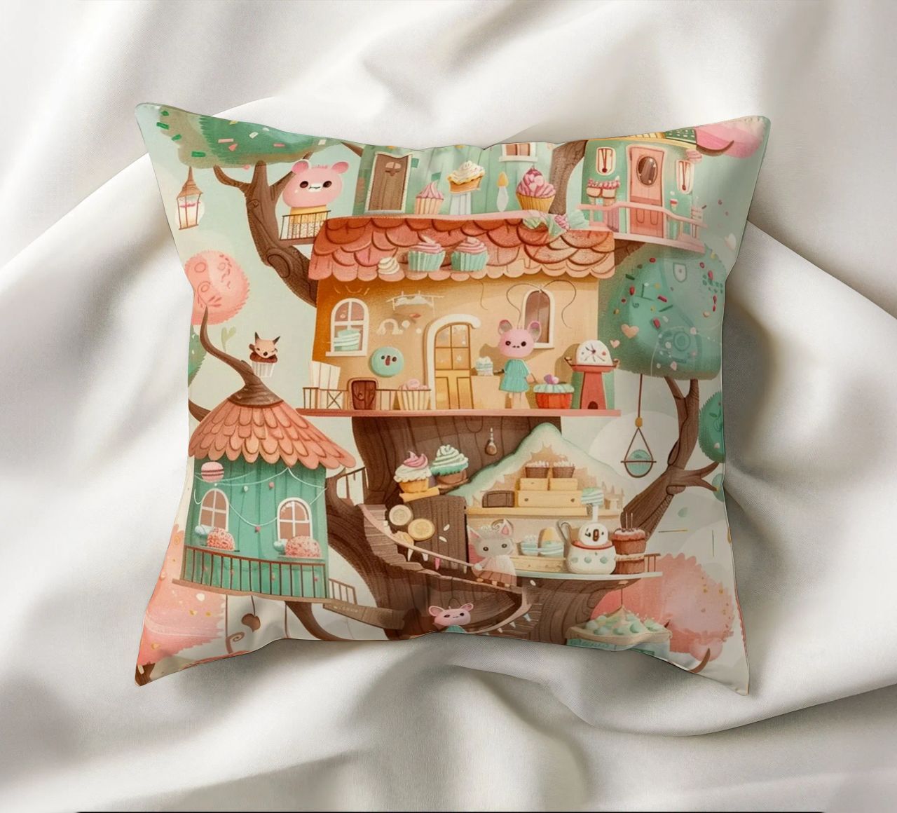 Whimsical Treehouse Bakery cuscino da wonderfolk