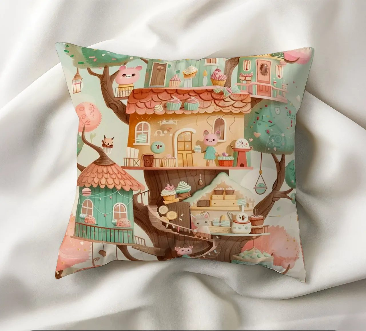 Whimsical Treehouse Bakery kussen van wonderfolk