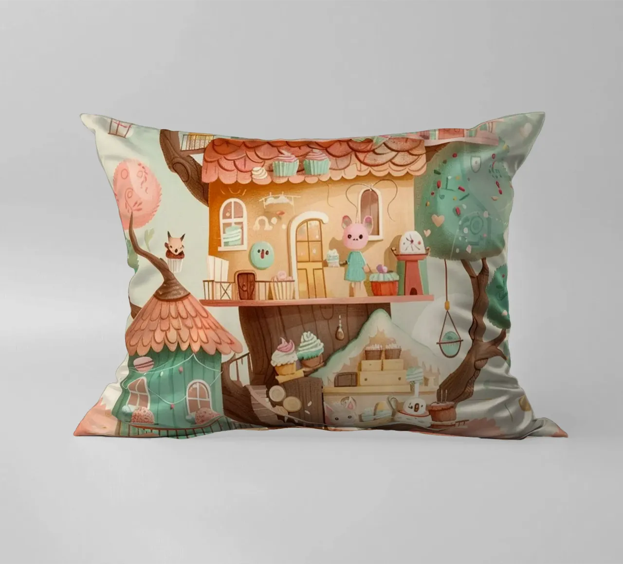 Whimsical Treehouse Bakery kussen van wonderfolk