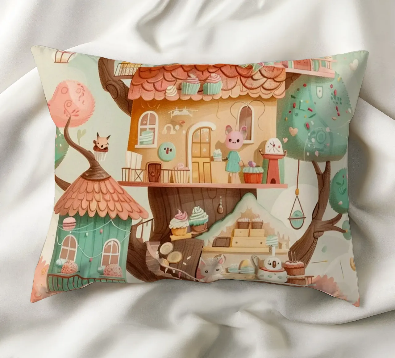 Whimsical Treehouse Bakery cuscino da wonderfolk