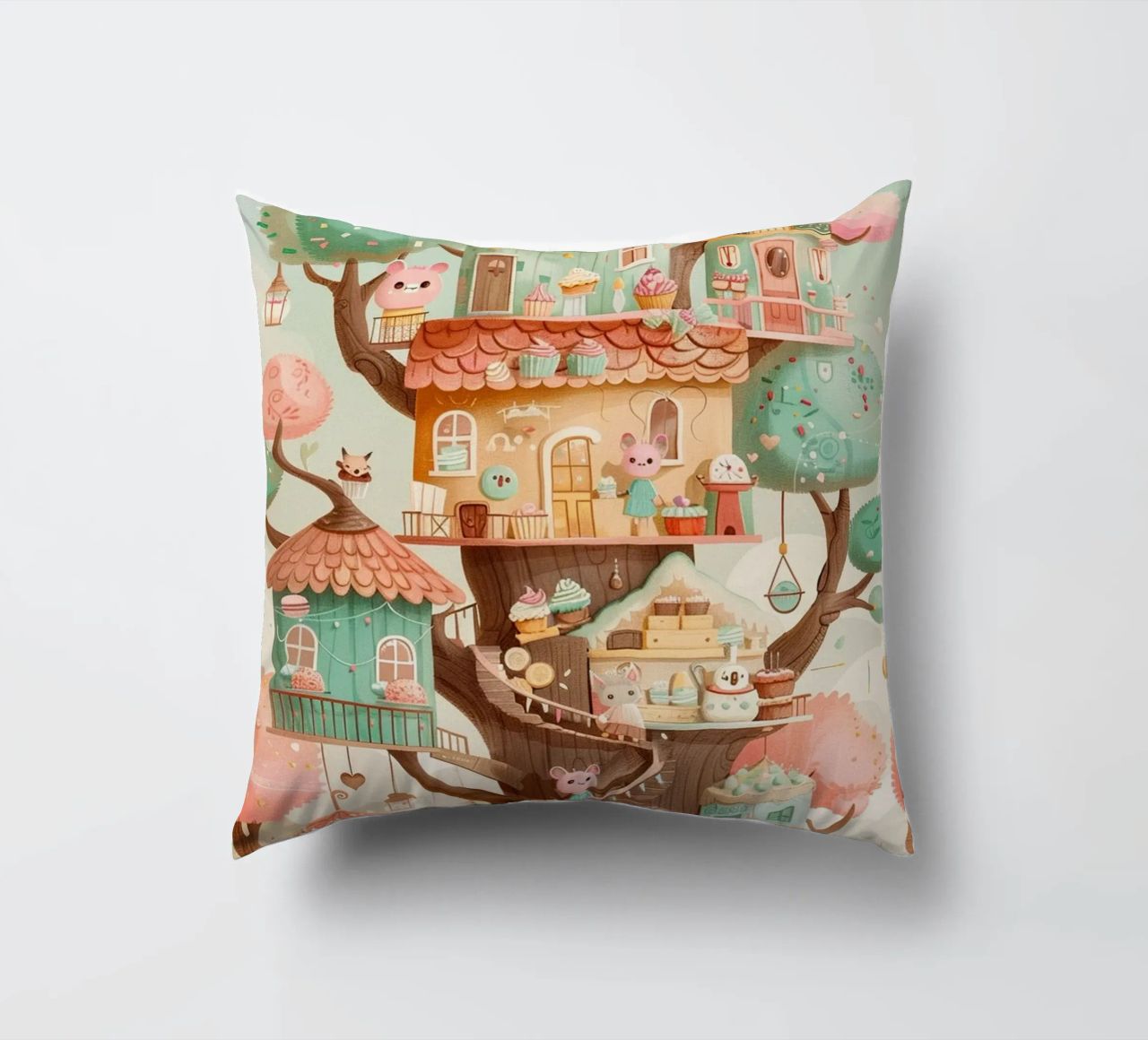 Whimsical Treehouse Bakery cuscino da wonderfolk