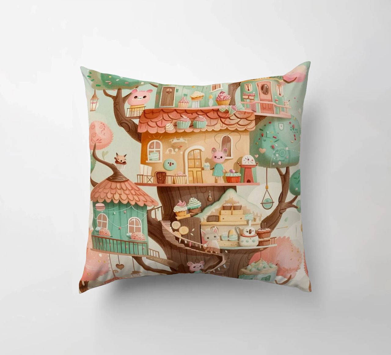 Whimsical Treehouse Bakery cuscino da wonderfolk