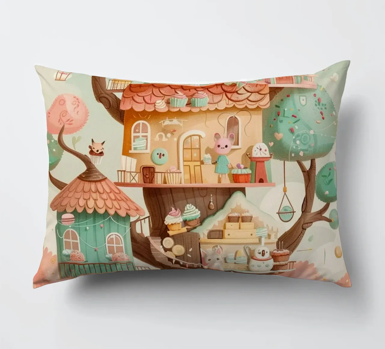 Whimsical Treehouse Bakery kussen van wonderfolk
