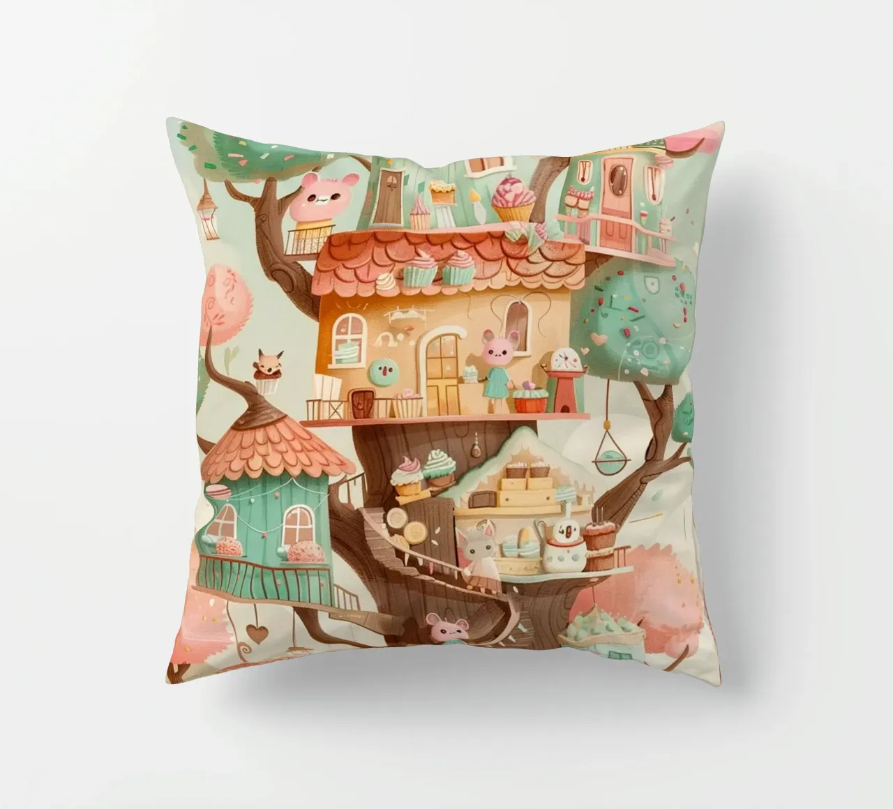 Whimsical Treehouse Bakery kussen van wonderfolk