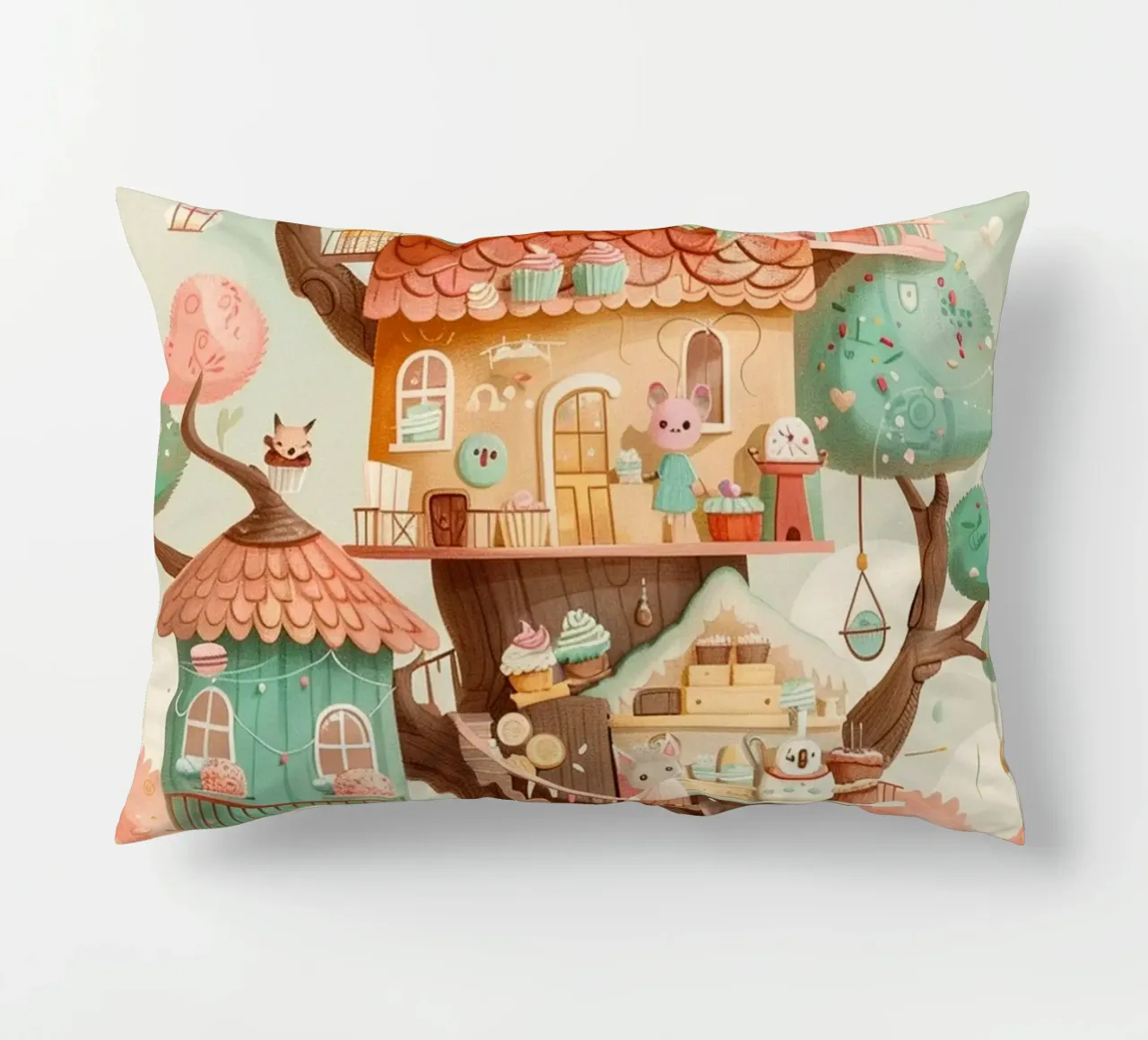Whimsical Treehouse Bakery Kissen von wonderfolk
