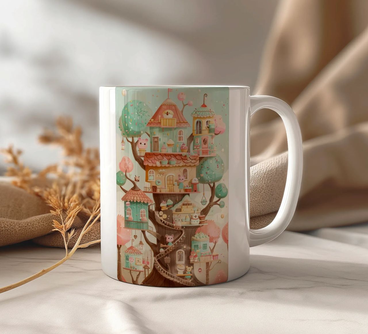 Whimsical Treehouse Bakery tazza in ceramica da wonderfolk