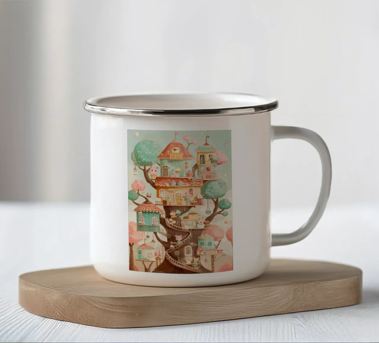 Whimsical Treehouse Bakery emaille mok van wonderfolk
