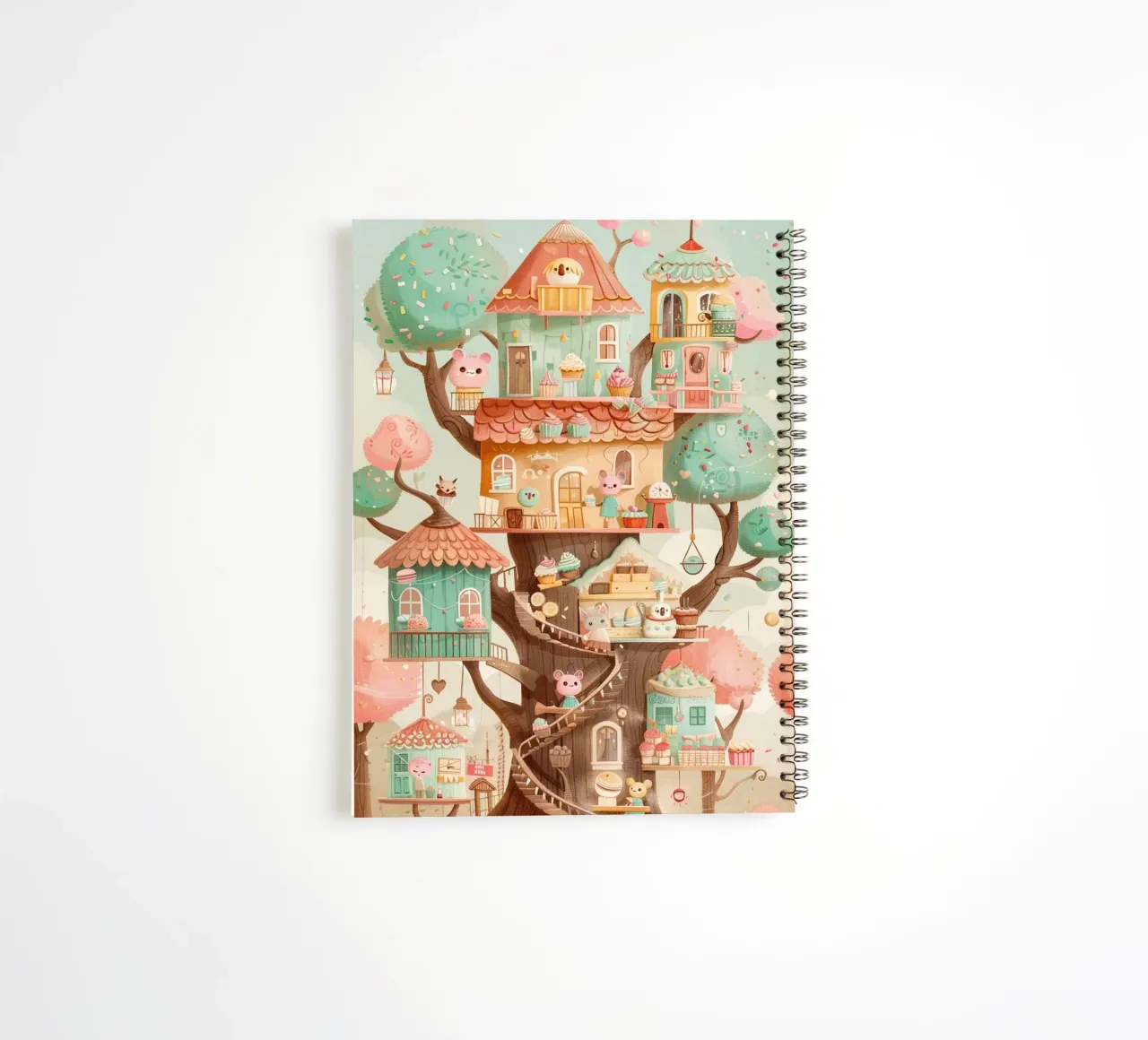 Whimsical Treehouse Bakery spiral notebook by wonderfolk
