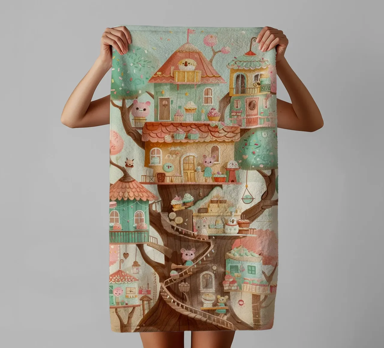 Whimsical Treehouse Bakery asciugamano da bagno da wonderfolk